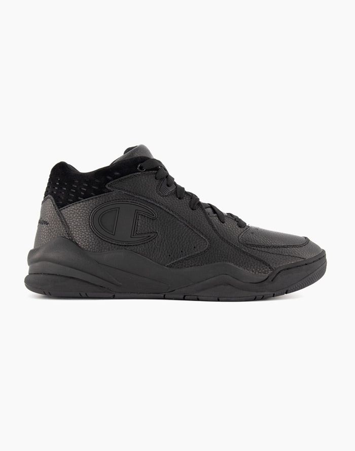 Champion Zone 93 Mid-Cut Black Sneakers Mens - South Africa CGVHNL091